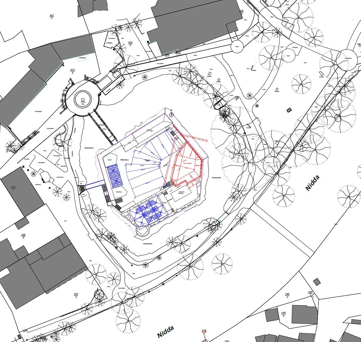 Erneuerung des Bühnenbereichs mit Bühnendach in der Wasserburg Bad Vilbel - Berthold Scharrer Architektur