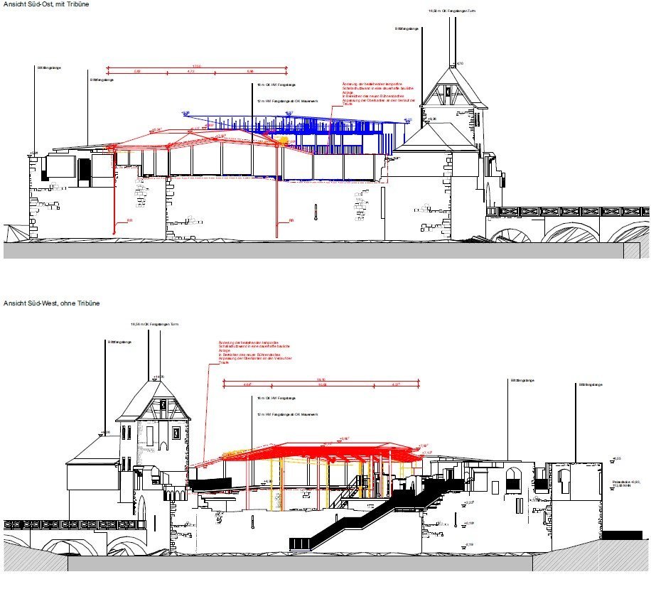 Erneuerung des Bühnenbereichs mit Bühnendach in der Wasserburg Bad Vilbel - Berthold Scharrer Architektur